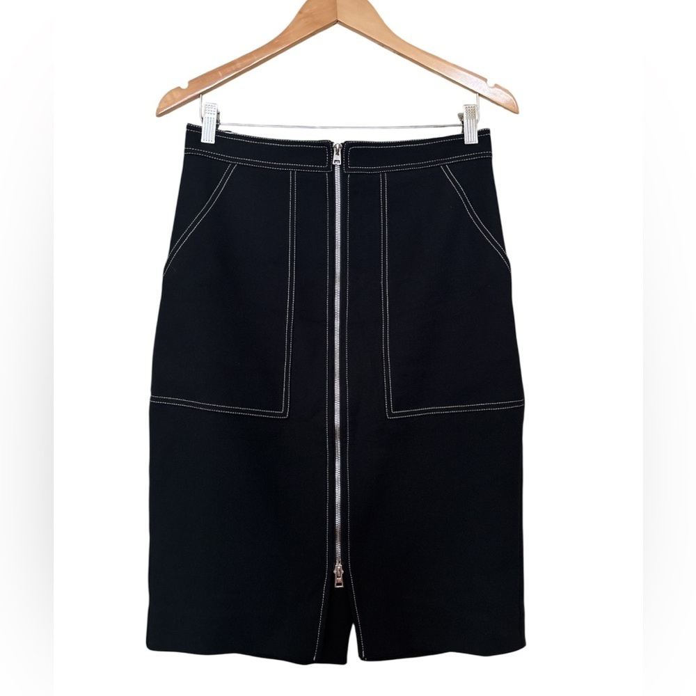 Diane Von Furstenberg Black Pencil Skirt with Front Zipper - Picture 2 of 10
